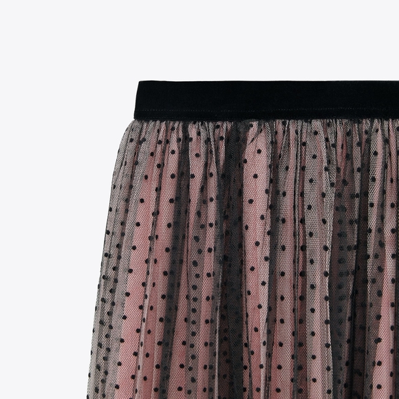 Contrasting Dotted Mesh Skirt - Zara - Picture 2 of 3